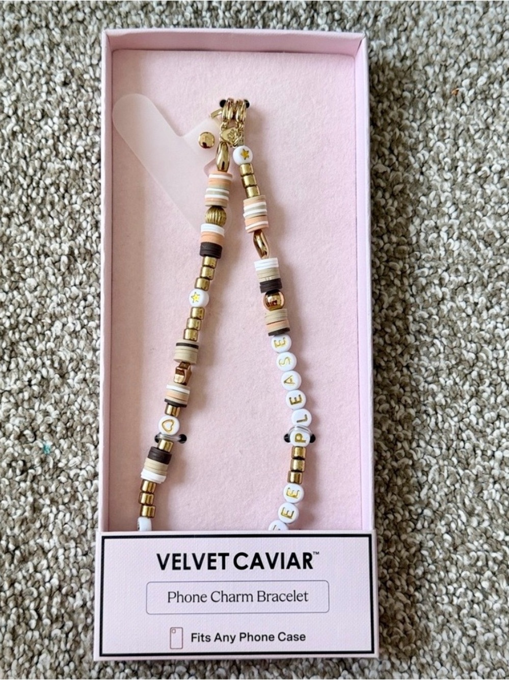 NEW Velvet Caviar coffee please cappuccino phone charm bracelet fits ANY phone
